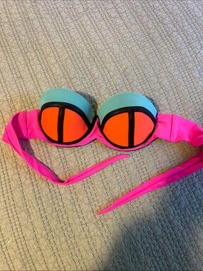 Tie-Back Swim Top - Pink, Orange & Aqua